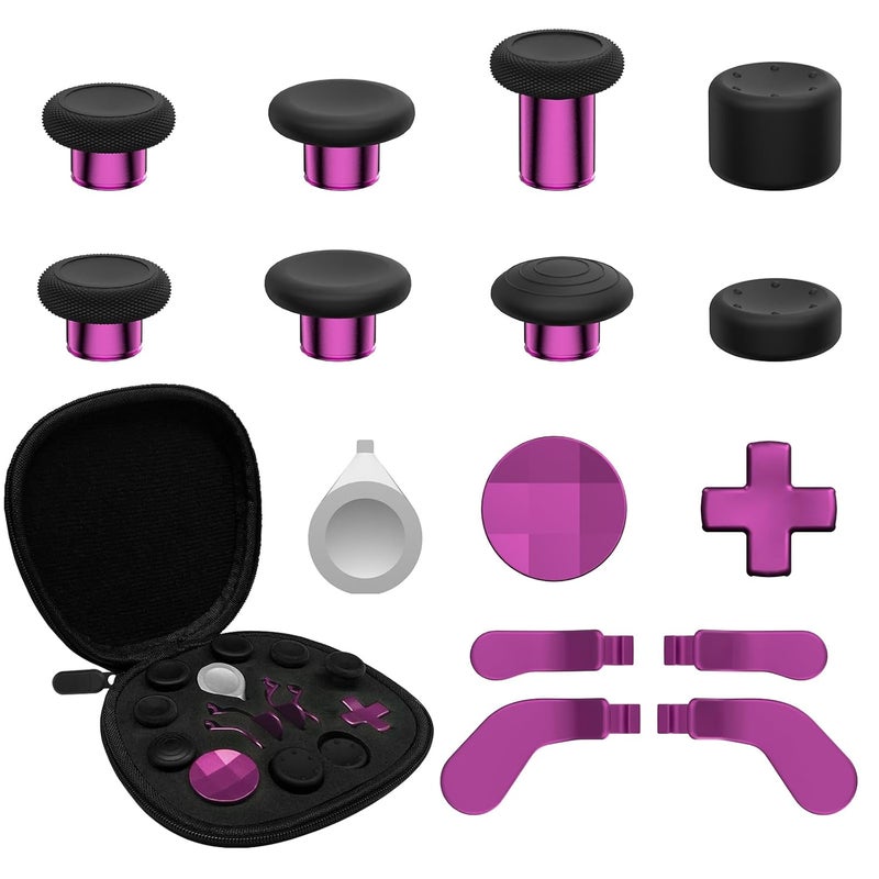 CHARM FOCUS 16-in-1 Metal Thumbsticks Replacement Kits for Xbox Elite Series 2, Xbox Elite 2 Controller Accessories, Includes Magnetic Joysticks, Paddles, Silicone Caps, D-Pads, 1 Tool (Magenta) - Image 1
